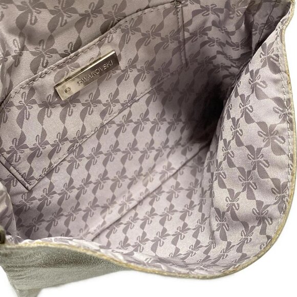 Auth SWAROVSKI - Silver Clear Leather Swarovski Crystal Shoulder Bag - Picture 5 of 11
